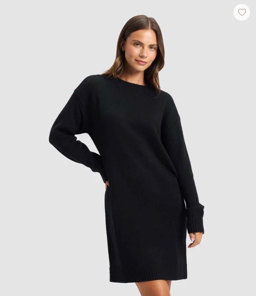 Cozy Earth Women's Brooklyn Sweater Dress Jet Black Size M